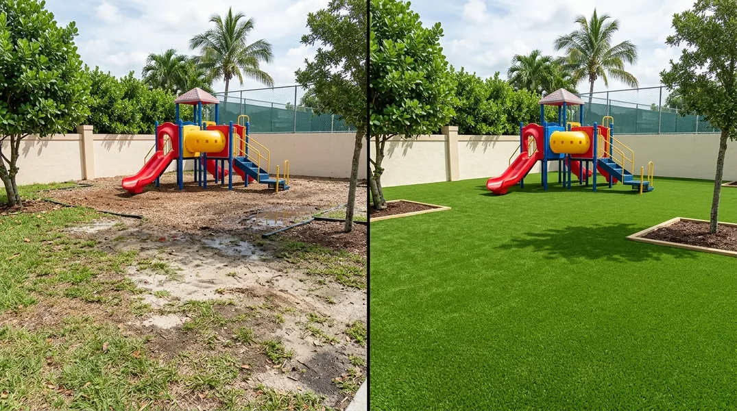 Result artificial grass installation in Miami - Miami Turf Installation